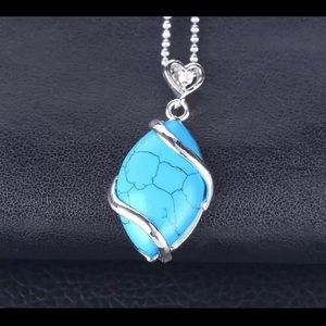 3/$40 Natural Blue Turquoise Crystal Necklace & Pendant